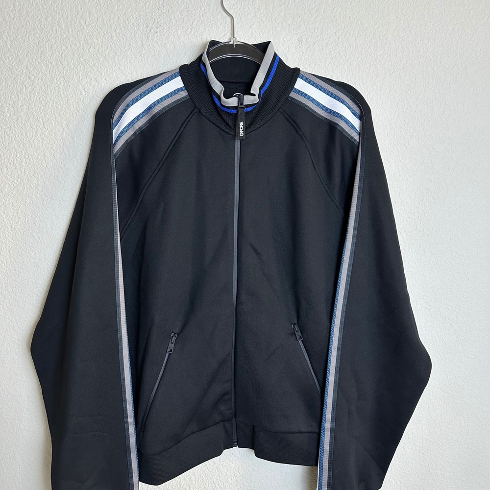G/FORE Onyx Black Full Zip Track Jacket women's XL Striped Sleeve Portugal NEW - Picture 5 of 11
